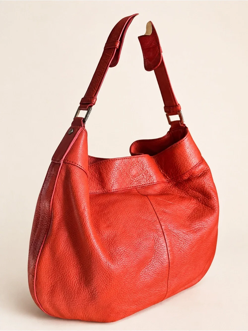 Tory Burch Taylor Large Coral Pebbled Leather Hobo Shoulder Bag
